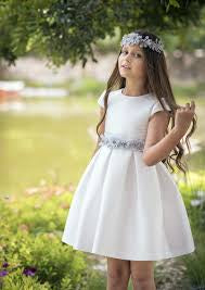 Vestito azzurro fantasia geometrica