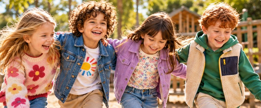 Bambini che giocano con abiti colorati